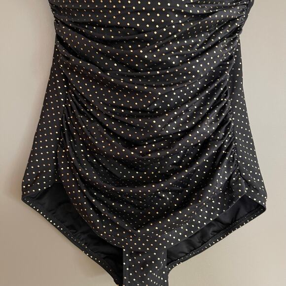 Magicsuit Rialto Pinpoint One Piece Polka Dot Swimsuit Black Gold Size 16DD Chic - Picture 9 of 16
